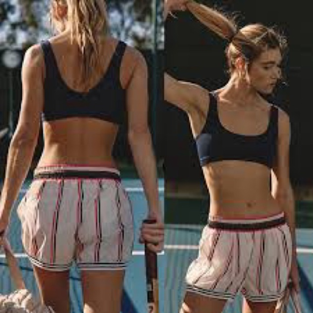 Free People Curve Ball Crop Striped Athletic Shorts